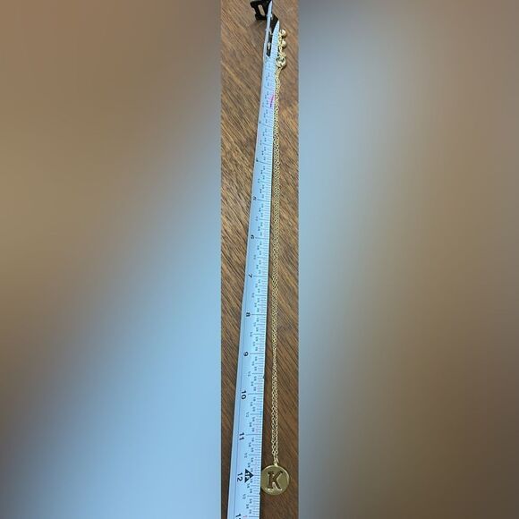 NWOT Necklace Gold Slide adjustable Chain Round Pendant with cut out letter K - Picture 3 of 4